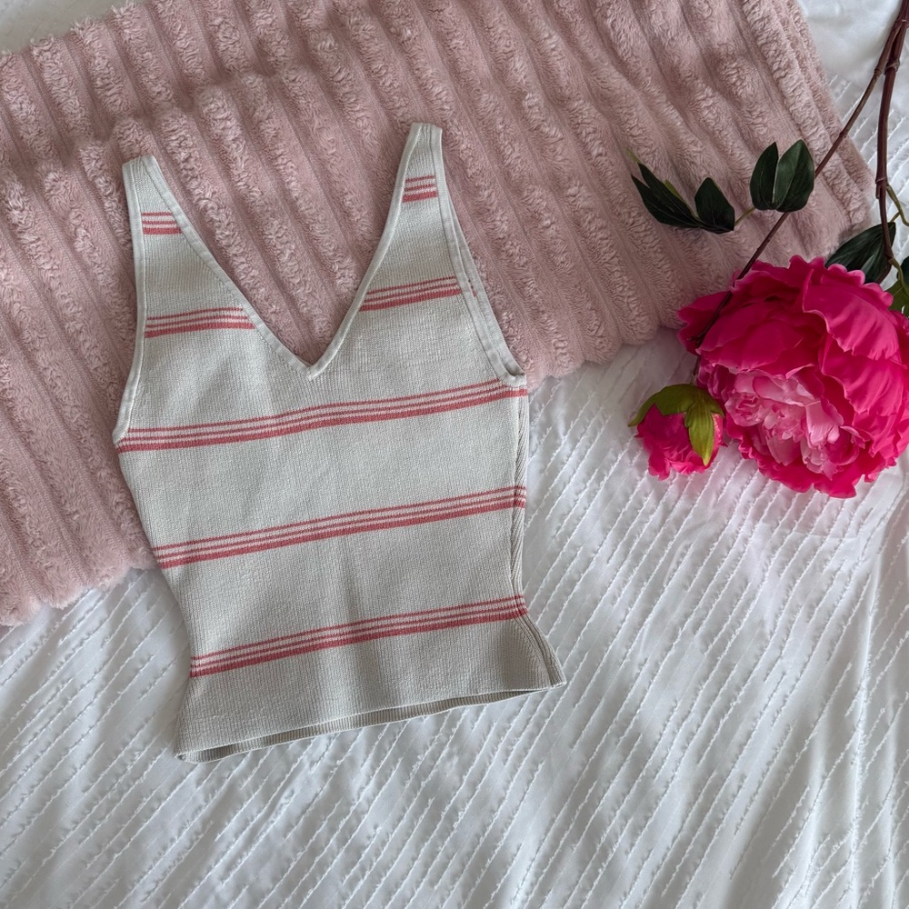Babaton Pink and White Striped Tank Top